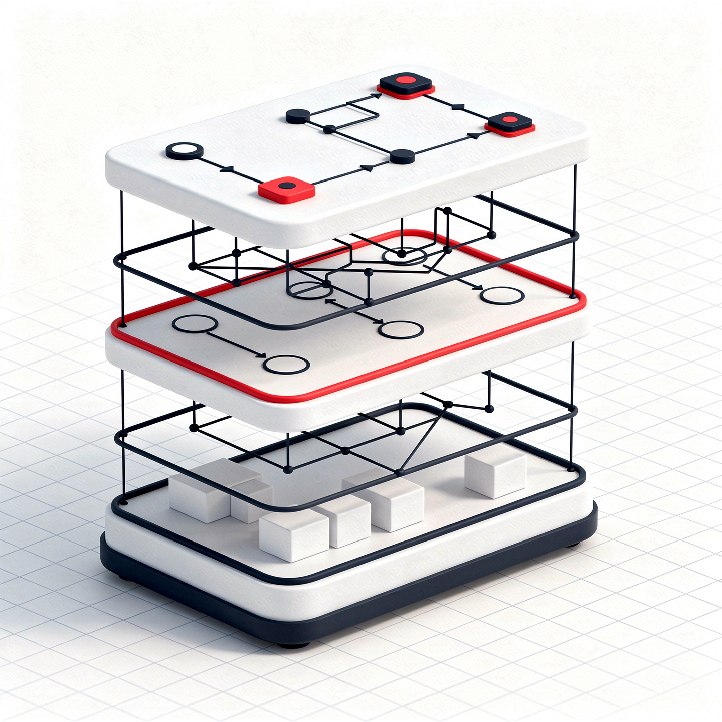 Full layered architecture diagram with identity, policy, orchestration, data and audit